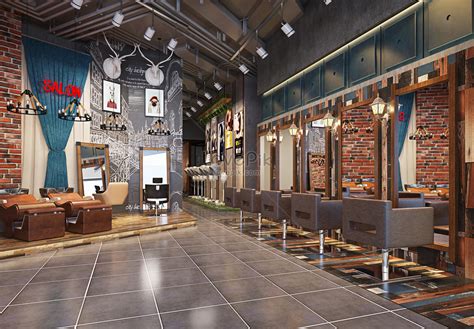 Industrial Wind Barber Shop Interior Design Effect Diagram Picture And HD Photos | Free Download ...