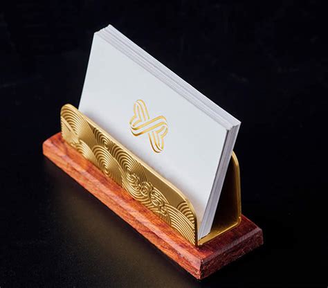 Classical Golden Brass Redwood Combination Office Business Card Holder ...