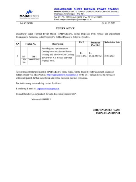 Tender Notice Format | PDF