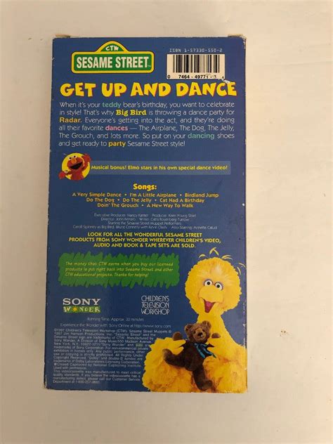 Sesame Street Get Up And Dance VHS 1997-TESTED-RARE VINTAGE COLLECTIBLE-SHIP24HR 74644977134 | eBay