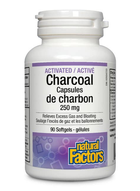 Natural Factors Activated Charcoal Capsules 250 mg 90 Softgels - Health ...