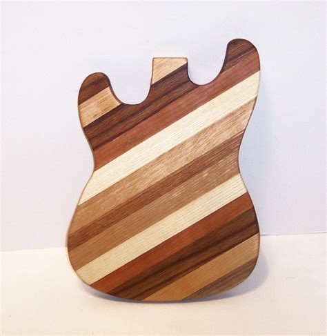 Guitar Wood Cutting Board Handcrafted from Mixed Hardwoods