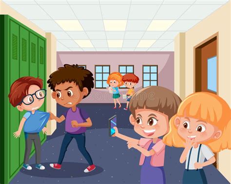 Scene with Kid Bullying Their Friend at School Stock Vector - Illustration of rights, young ...