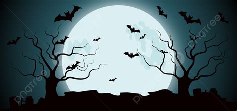 Halloween Background Of Scary Night In Full Moon, Tree, Light, Forest Background Image And ...