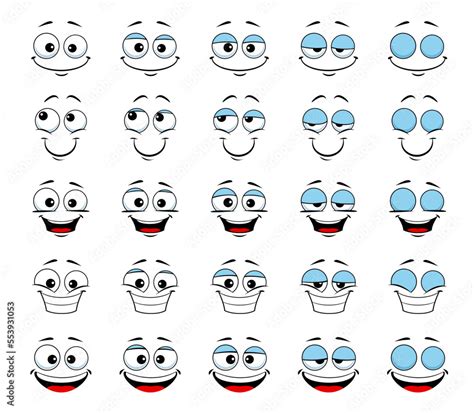 Vettoriale Stock Cartoon face and blink eye animation. Vector sprite sheet with human personage ...