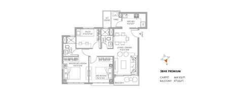 2 & 3 BHK Apartment Floor Plan in 2021