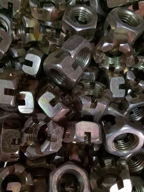 Steel castellated nuts stock image. Image of vending - 120772431