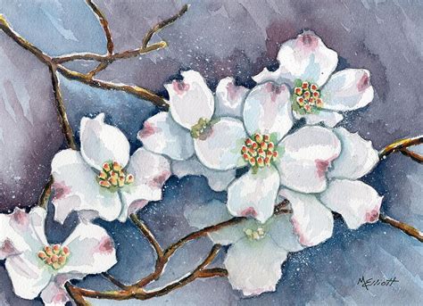 Legend Of The Dogwood Painting by Marsha Elliott | Flower painting ...