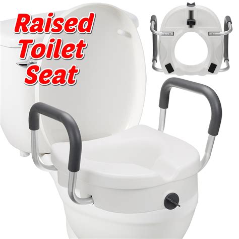 Removable Raised Toilet Seat With Arms Handles Padded Disability Aid Elderly Supports - Dr Techlove