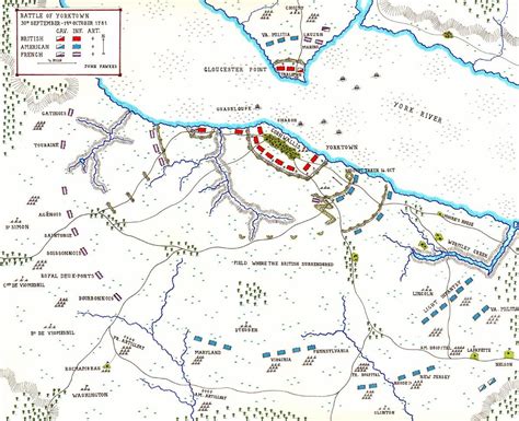 Map of the Battle of Yorktown 28th September to 19th October 1781 in ...