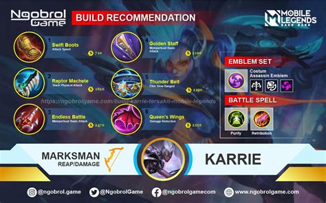 Strongest Build Karrie 2021 Mobile Legends - MOBA Games