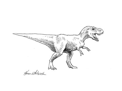 Tyrannosaurus Rex Dinosaur T-Rex Ink Drawing Illustration Drawing by K Whitworth - Pixels