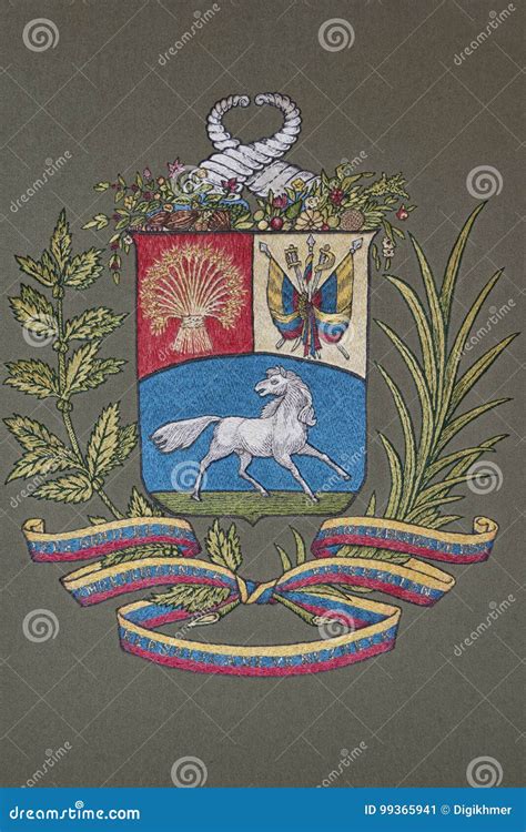 Venezuela coat of arms stock illustration. Illustration of fabric - 99365941