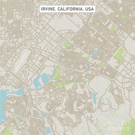 Irvine California US City Street Map Digital Art by Frank Ramspott ...