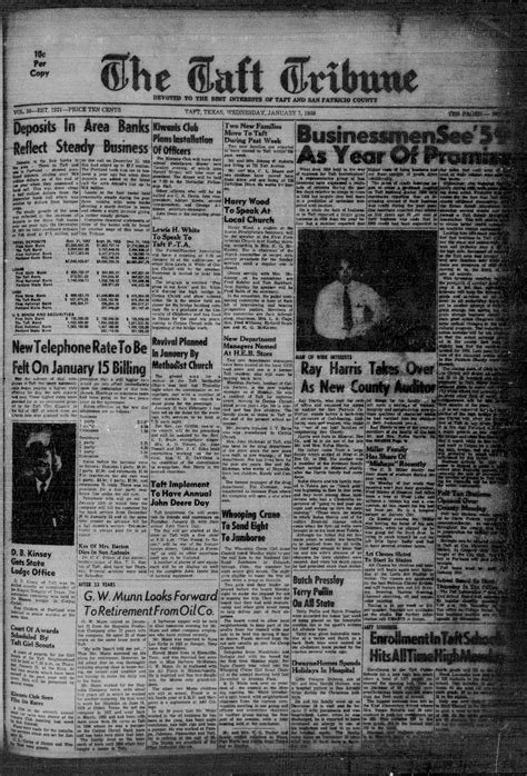 The Taft Tribune (Taft, Tex.), Vol. 36, No. 45, Ed. 1 Wednesday, January 7, 1959 - The Portal to ...