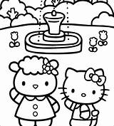 為孩子的色頁 Hello Kitty And Fifi  Free coloring Pages sketch template