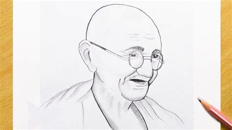 How to Draw Mahatma Gandhi Step by Step | Drawing of Gandhiji - YouTube