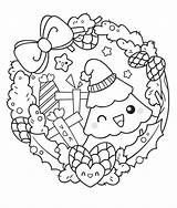 Printable Cute Christmas Wreath coloring Page  Download Print Or sketch template