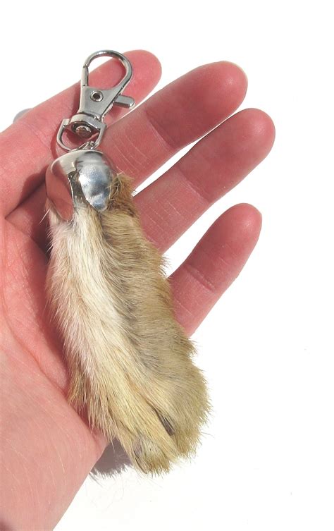 Lucky Rabbit Foot Keychain Charm Natural Fur Color | Etsy