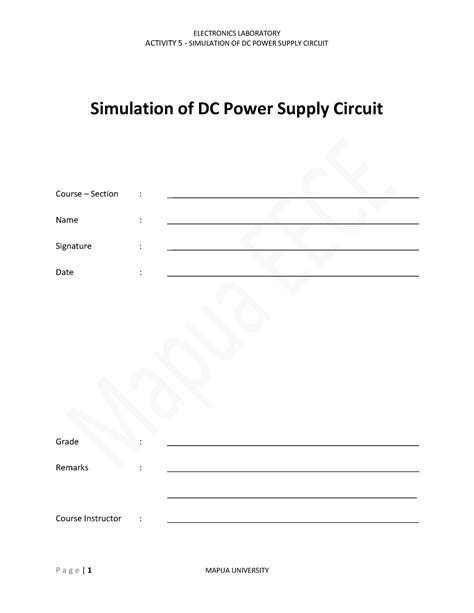 Activity 5-DC Power Supply Simulation for Module 3 - ACTIVITY 5 ‐ SIMULATION OF DC POWER SUPPLY ...