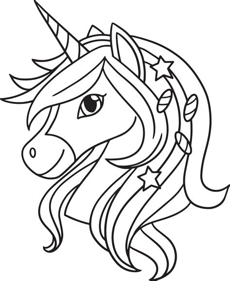 Unicorn Head Isolated Coloring Page for Kids 8209027 Vector Art at Vecteezy