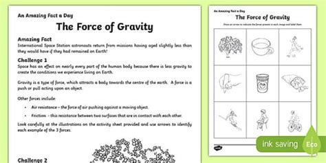 Force of Gravity Worksheet | Primary Resources Gravity