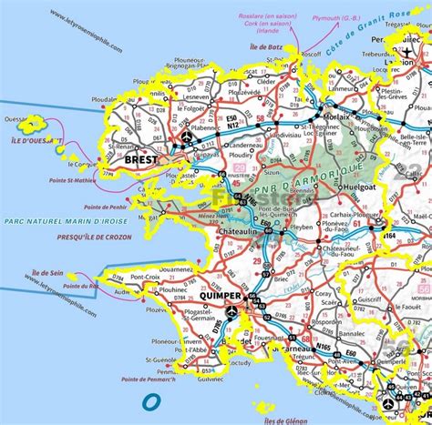 Carte routière du Finistère