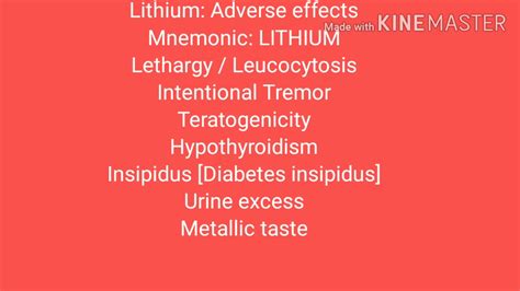 Lithium side effects mnemonic. - YouTube