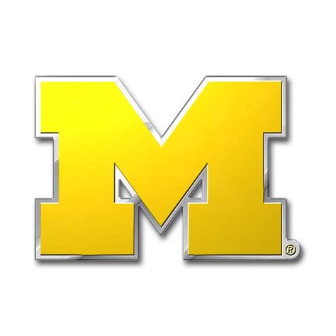 University of Michigan Embossed Color Emblem 3.25 x 3.25 - "Block M" Logo - Yellow