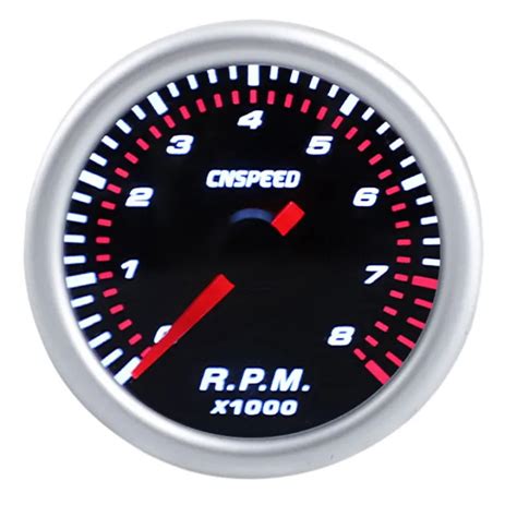 CNSPEED 2Inch 52mm Auto Car Tachometer Tacho Gauge 0-8000 RPM 12V Universal Car Motor White Led ...