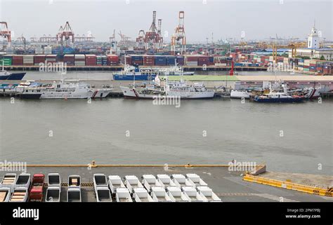 Philippine Coast Guard ships BRP Pampanga, BRP Corregidor and BRP Kalinga in Manila South Harbor ...