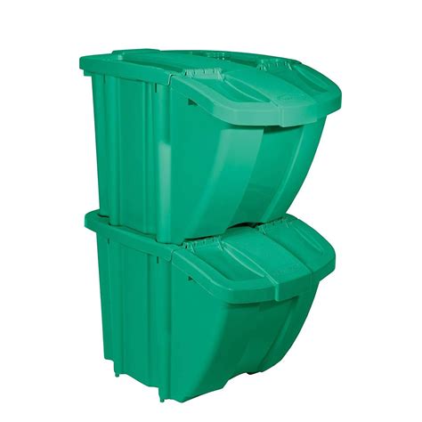 Suncast BH18BLUE2 Stackable Recycling Bin Containers with Lids, Blue (4 Pack) | Walmart Canada