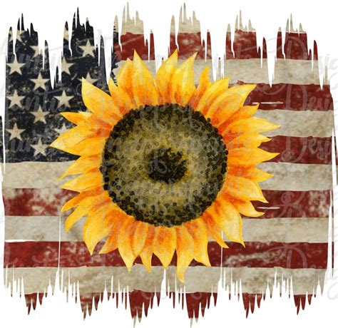 US flag and sunflower Sublimation file, PNG Printable Sublimation ...