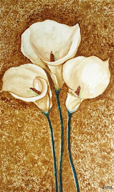 Coffee Painting - Flowers Painting by Rejeena Niaz - Fine Art America