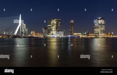 Rotterdam skyline at night. Landscape, nobody Stock Photo - Alamy