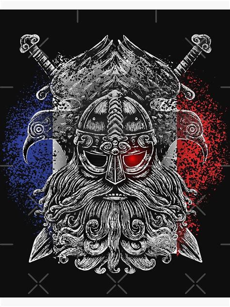 "Odin Viking France Flag French Patriot with Huginn and Muninn crows ...