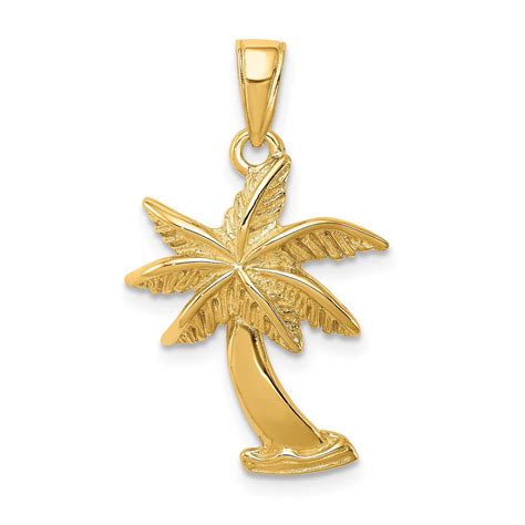 Venture Collections - 14k Yellow Gold Palm Tree Polished Charm Pendant 26.5mmx17mm - Walmart.com ...