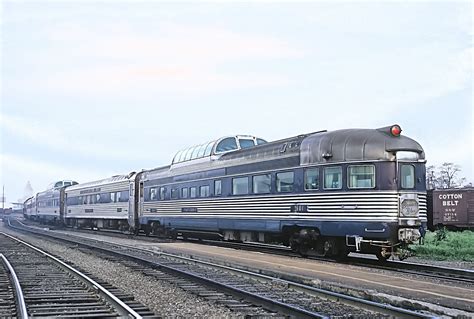 N&W dome-parlor-observation car and drumhead Train 110, the domeliner Banner Blue, departing ...