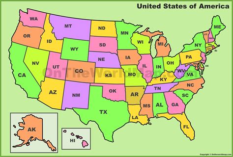 United State Map With Abbreviation