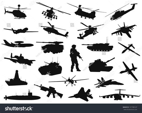 Vector Military Silhouettes Collection Stock Vector (Royalty Free ...