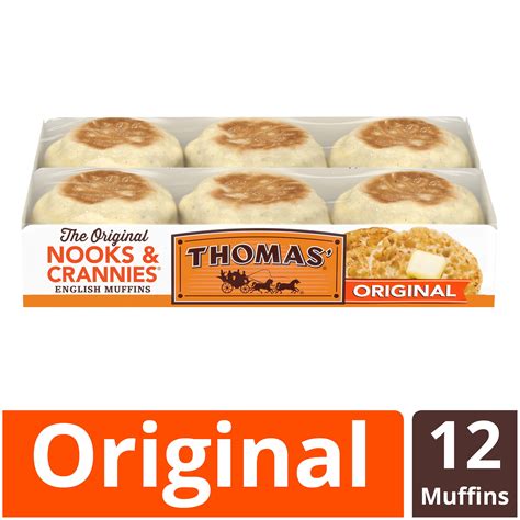 Thomas' Original Nooks & Crannies English Muffins, Plain, 12 count, 24 ...