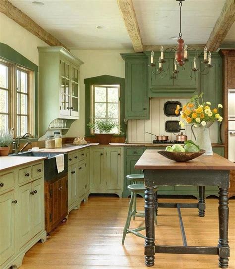 Cool rustic cabinets for an antique kitchen | Green kitchen cabinets, New kitchen cabinets ...