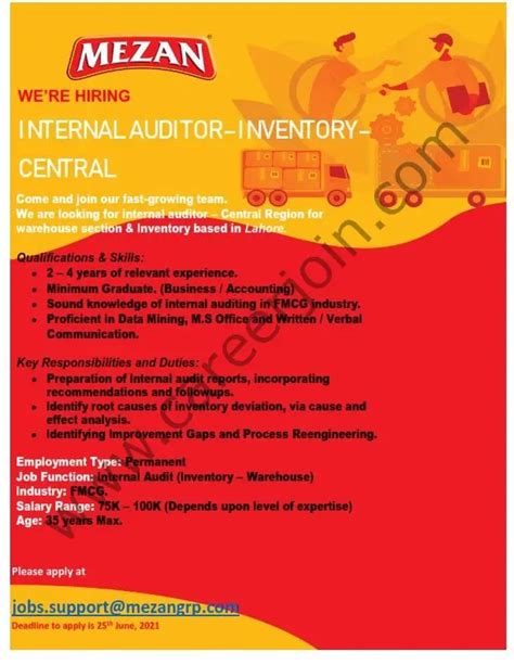 Mezan Group Jobs Internal Auditor Warehouse / Inventory