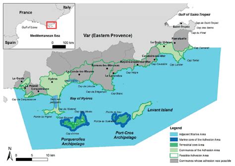 Map of the new Port-Cros National Park (N-PCNP), established in 2016 ...