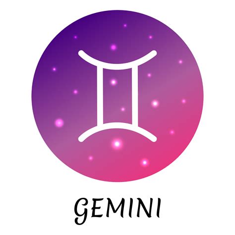 Zodiac sign Gemini isolated. Vector icon. Zodiac symbol with starry ...