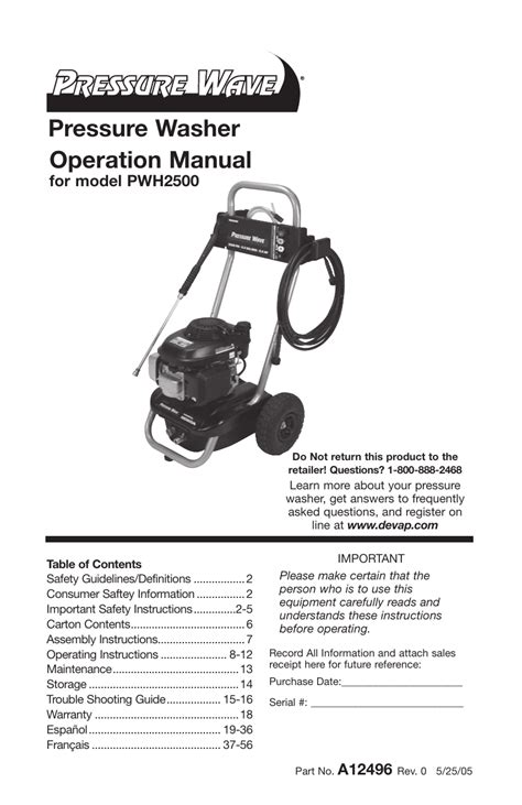 Operation Manual Pressure Washer | Manualzz