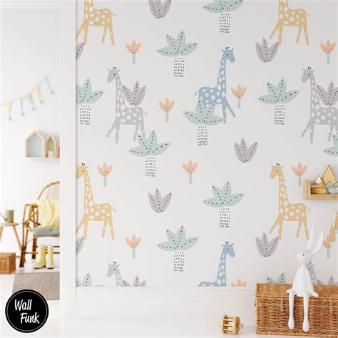 Giraffe Nursery Wallpaper Pre Pasted Removable Nursery - Etsy