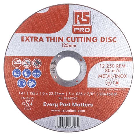 RS PRO Aluminium Oxide Cutting Disc, 125mm x 1mm Thick, P120 Grit, 5 in pack - RS Components ...