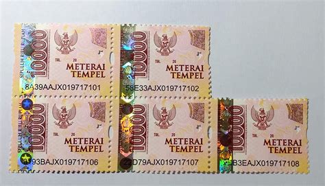 Stamp Duty Materai Tempel Indonesia 10000 (Sepuluh Ribu Rupiah) - 5 pcs - UD Jawa Berkah Makmur