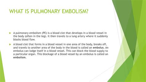 SOLUTION: Pulmonary embolism presentation - Studypool